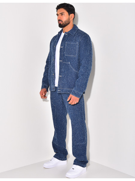 Ensemble pantalon et chemise effet jeans déchiré