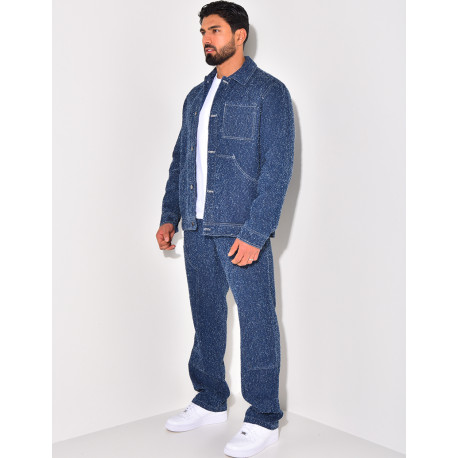 Ensemble pantalon et chemise effet jeans déchiré