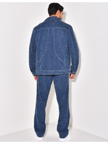 Ensemble pantalon et chemise effet jeans déchiré