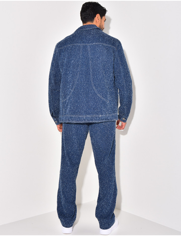 Ensemble pantalon et chemise effet jeans déchiré