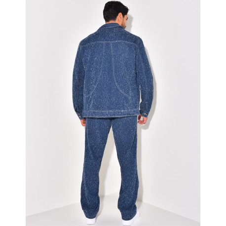 Ensemble pantalon et chemise effet jeans déchiré