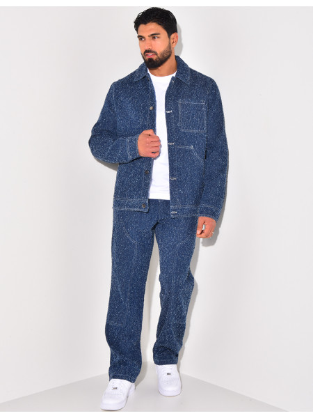 Ensemble pantalon et chemise effet jeans déchiré