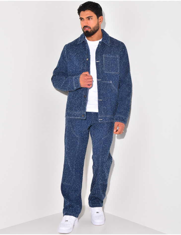 Ensemble pantalon et chemise effet jeans déchiré