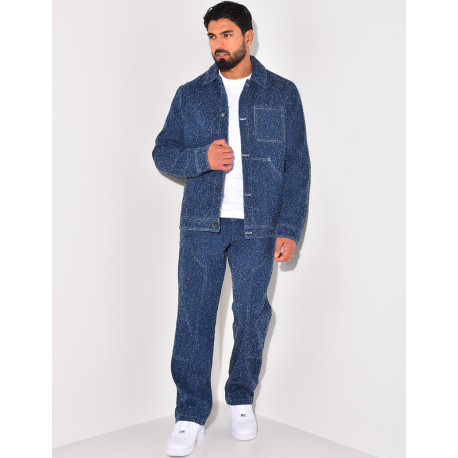 Ensemble pantalon et chemise effet jeans déchiré