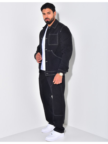 Ensemble pantalon et chemise effet jeans déchiré