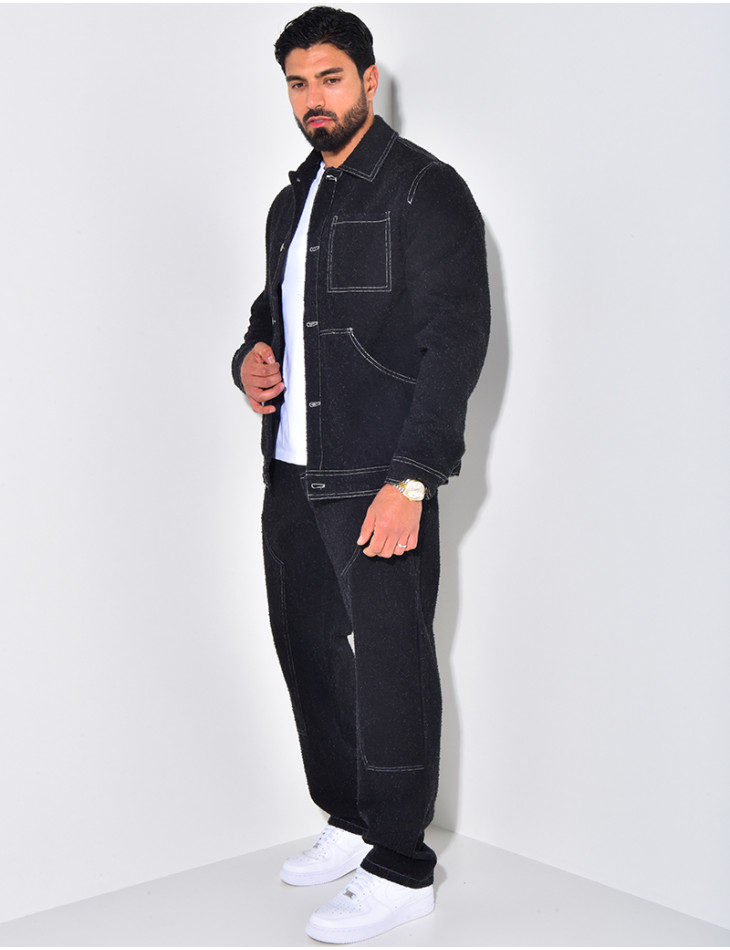 Ensemble pantalon et chemise effet jeans déchiré