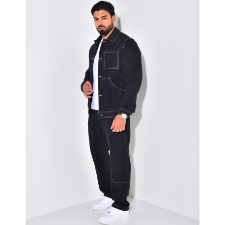 Ensemble pantalon et chemise effet jeans déchiré