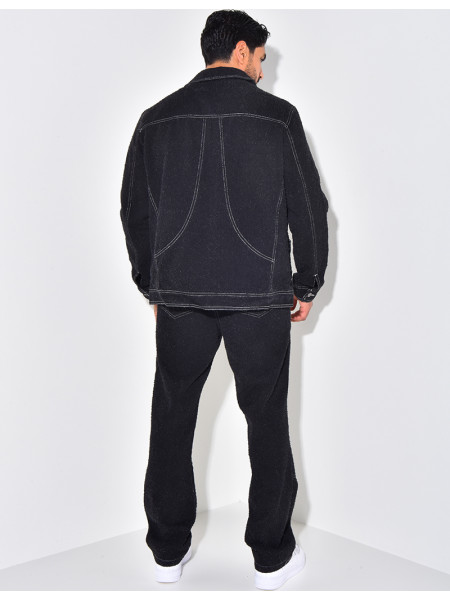 Ensemble pantalon et chemise effet jeans déchiré