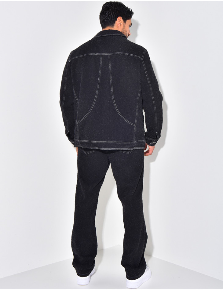 Ensemble pantalon et chemise effet jeans déchiré