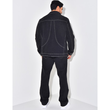 Ensemble pantalon et chemise effet jeans déchiré