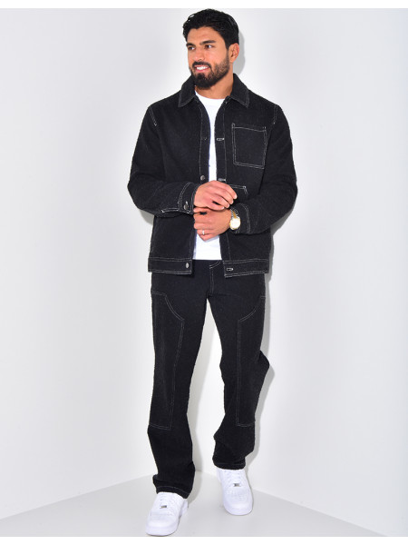 Ensemble pantalon et chemise effet jeans déchiré