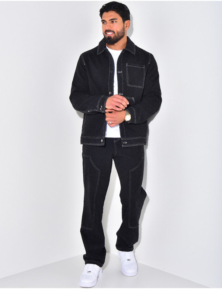 Ensemble pantalon et chemise effet jeans déchiré