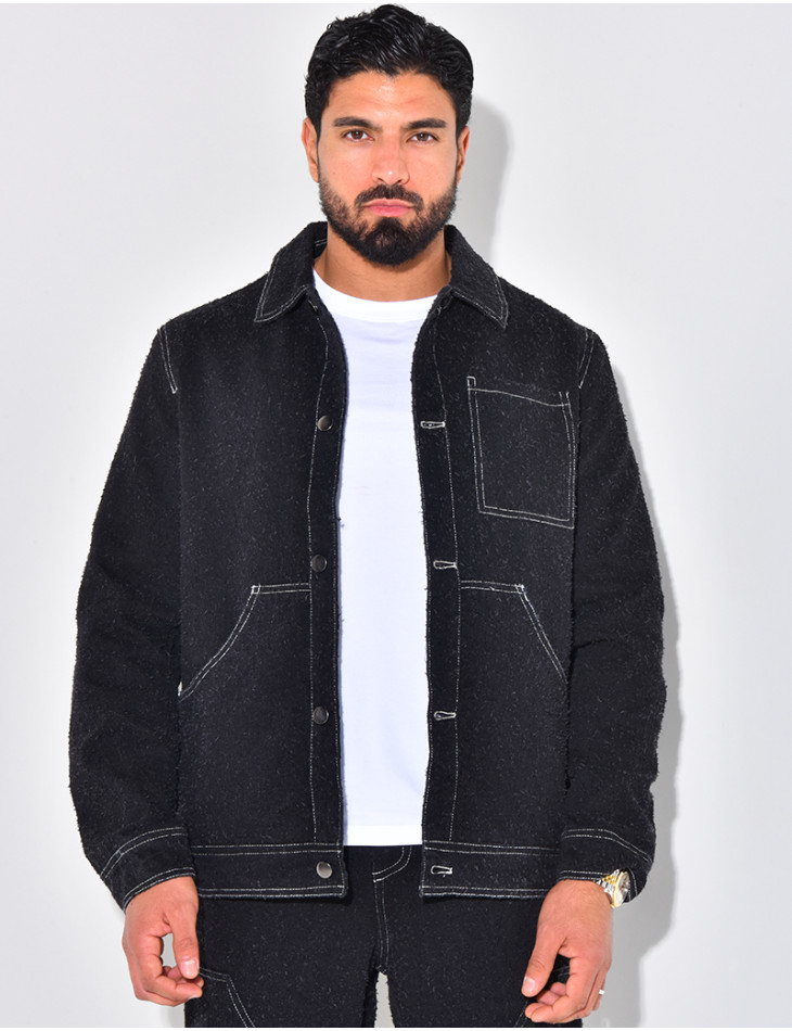 Ensemble pantalon et chemise effet jeans déchiré