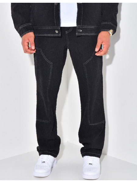 Ensemble pantalon et chemise effet jeans déchiré