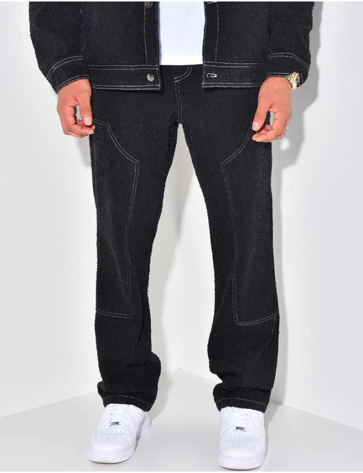 Ensemble pantalon et chemise effet jeans déchiré