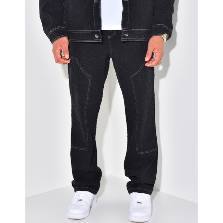 Ensemble pantalon et chemise effet jeans déchiré