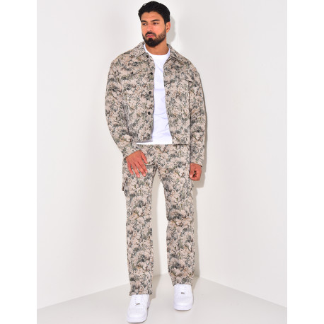 Ensemble pantalon et veste imprimé floral