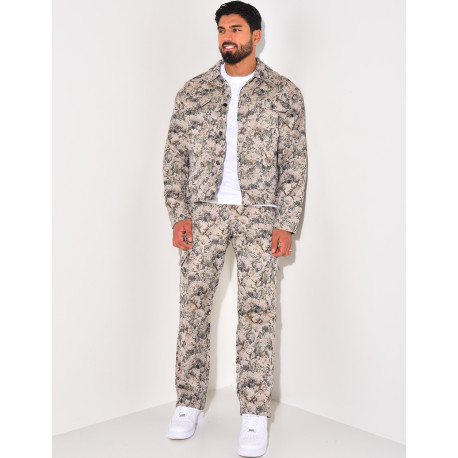 Ensemble pantalon et veste imprimé floral