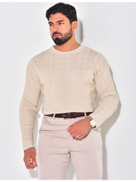 Pull fin en laine à motifs