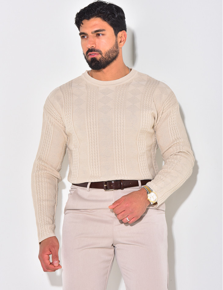 Pull fin en laine à motifs