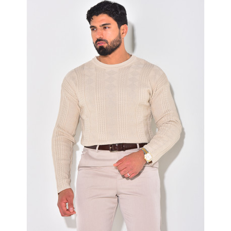 Pull fin en laine à motifs