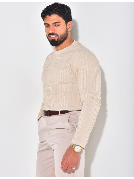 Pull fin en laine à motifs