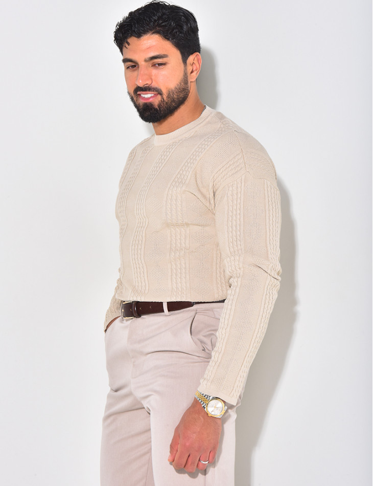 Pull fin en laine à motifs