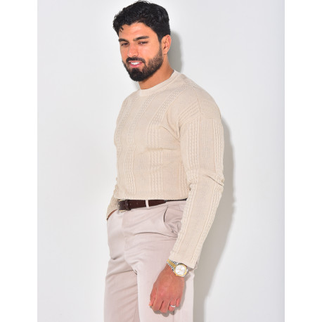 Pull fin en laine à motifs