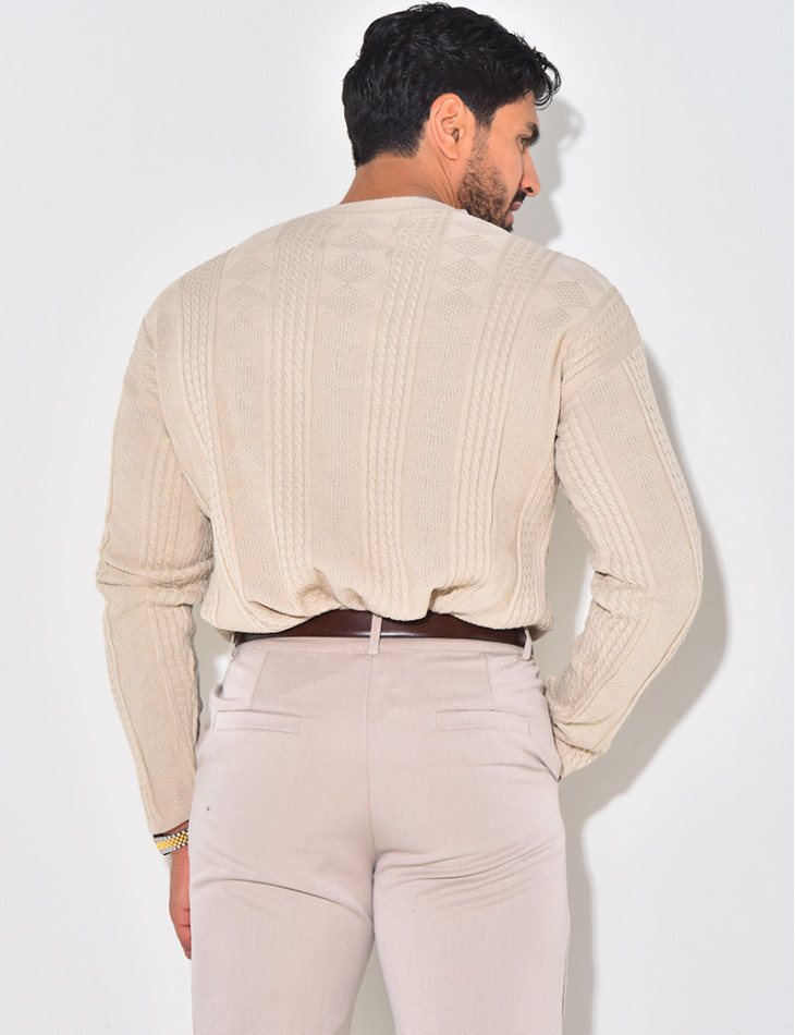 Pull fin en laine à motifs