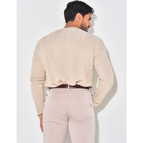 Pull fin en laine à motifs