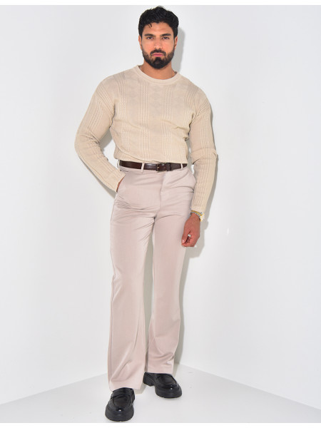 Pull fin en laine à motifs