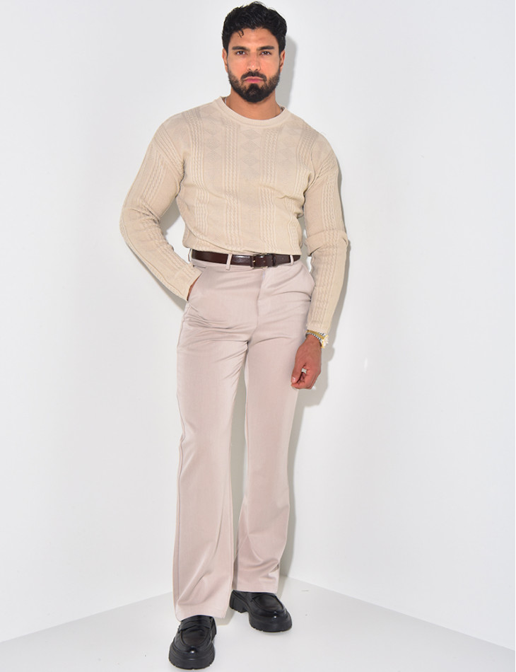 Pull fin en laine à motifs