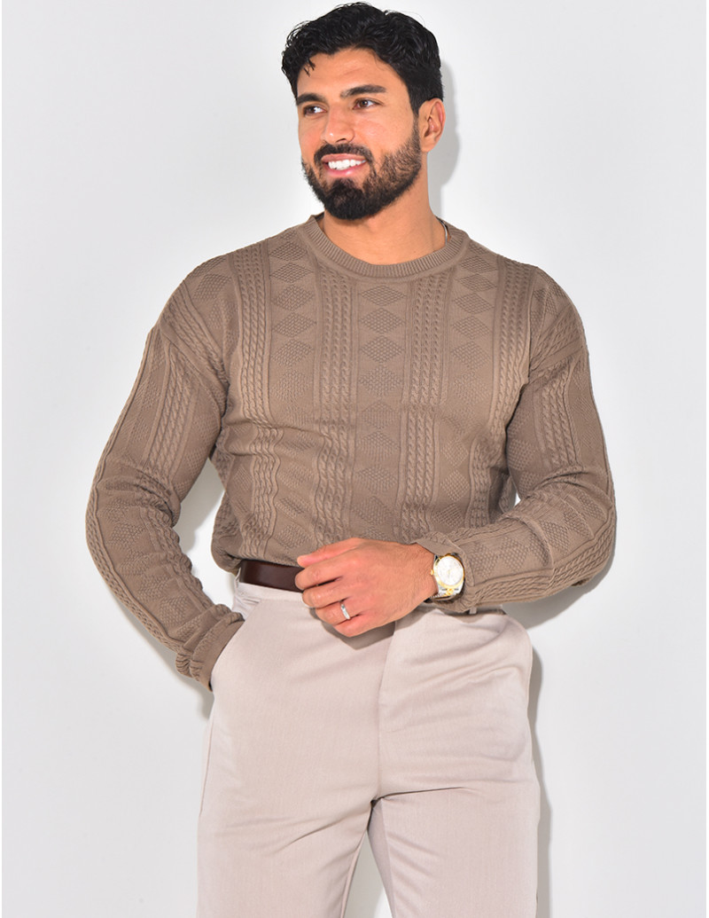 Pull fin en laine à motifs