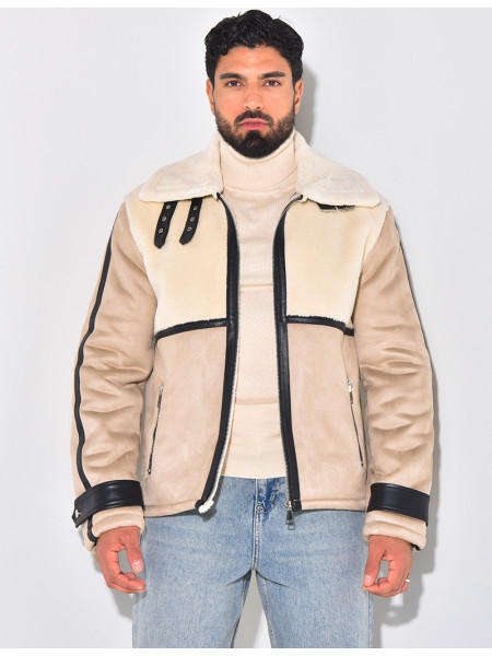 Veste en suédine et fourrure