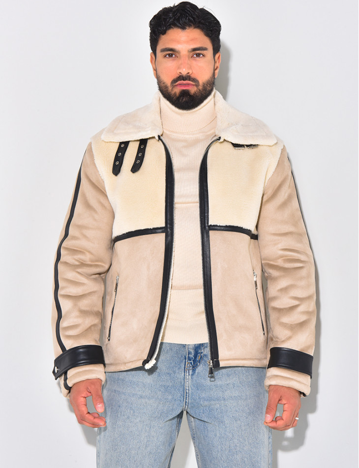 Veste en suédine et fourrure
