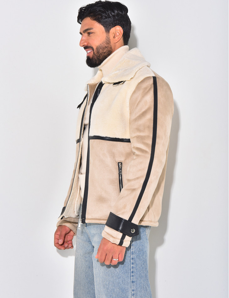 Veste en suédine et fourrure