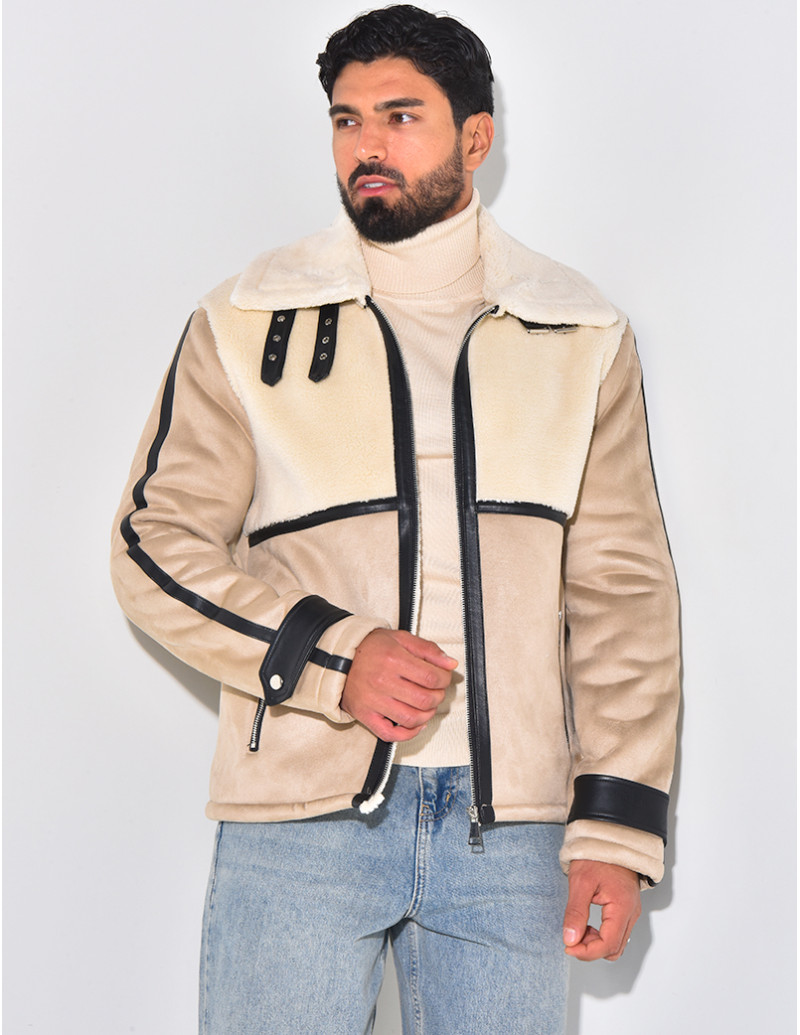 Veste en suédine et fourrure