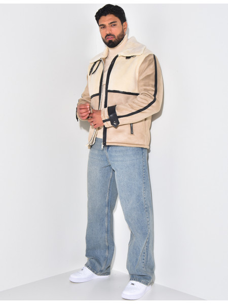 Veste en suédine et fourrure