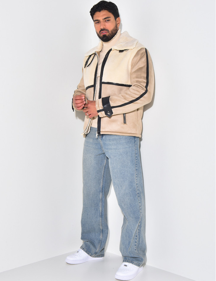 Veste en suédine et fourrure