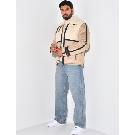 Veste en suédine et fourrure