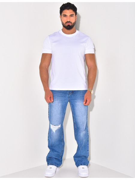 Jeans coupe droite destroy