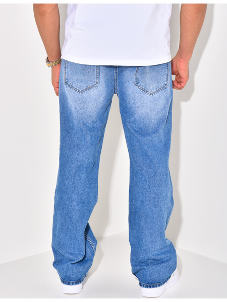 Jeans coupe droite destroy