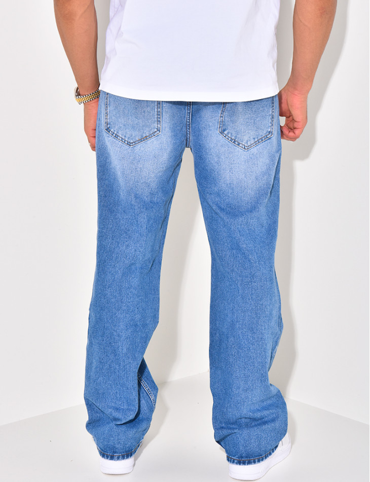 Jeans coupe droite destroy