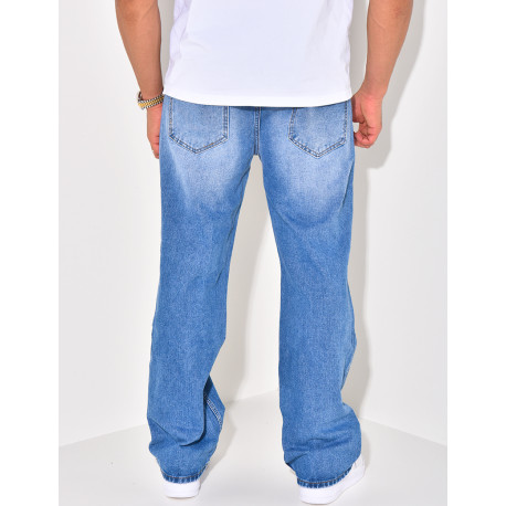 Jeans coupe droite destroy