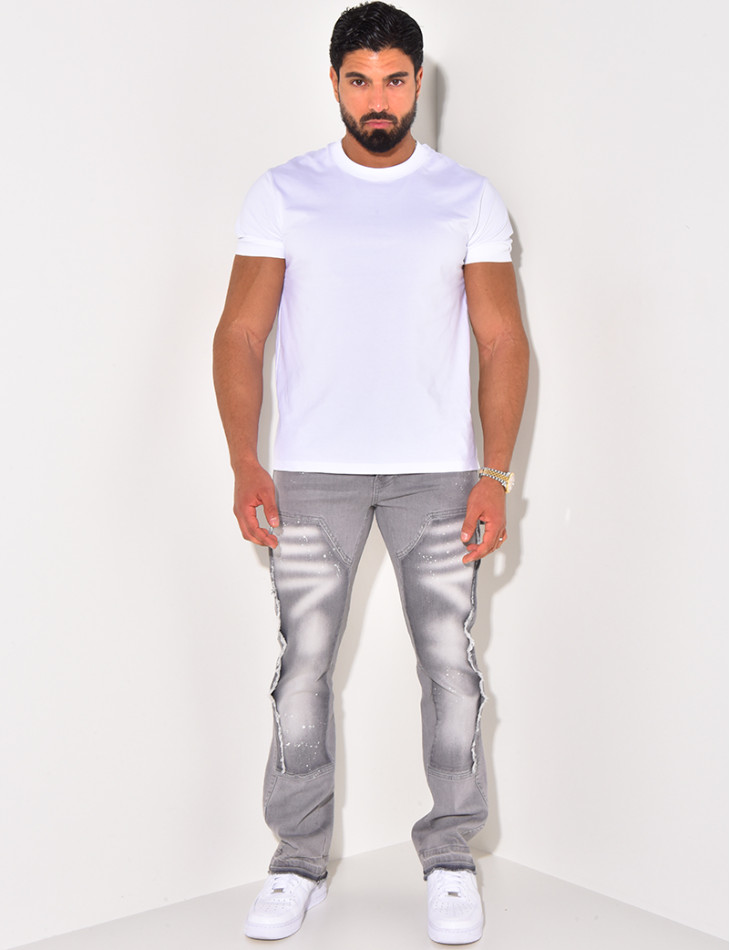 Jeans à tâches de peinture