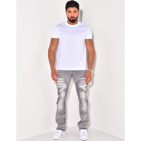 Jeans à tâches de peinture