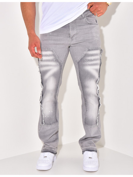 Jeans à tâches de peinture