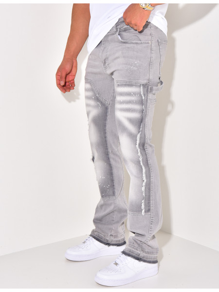 Jeans à tâches de peinture