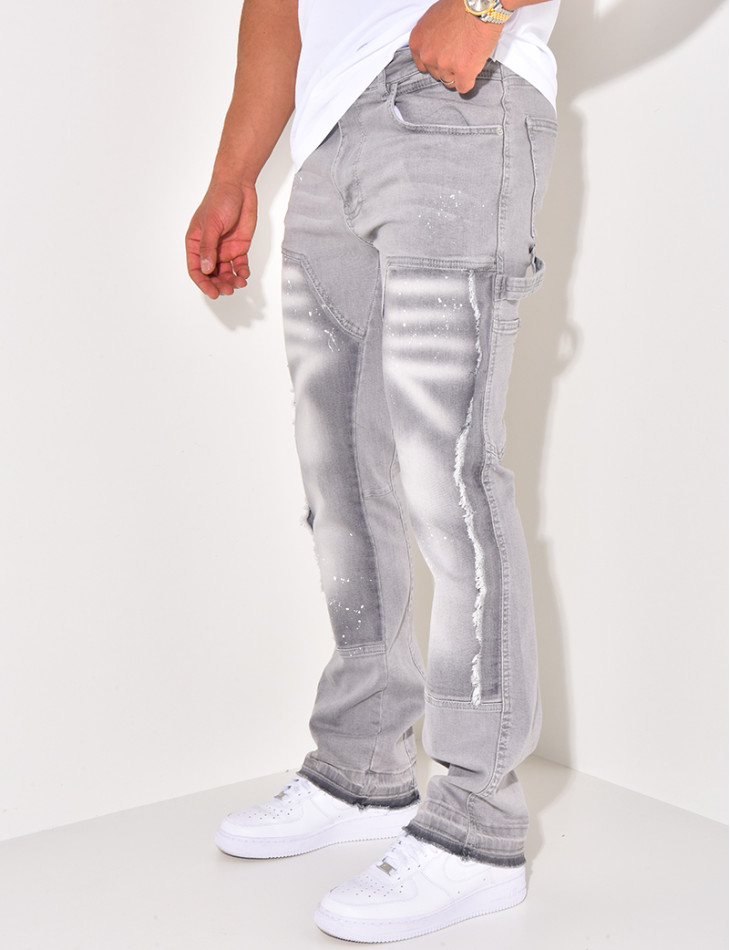 Jeans à tâches de peinture