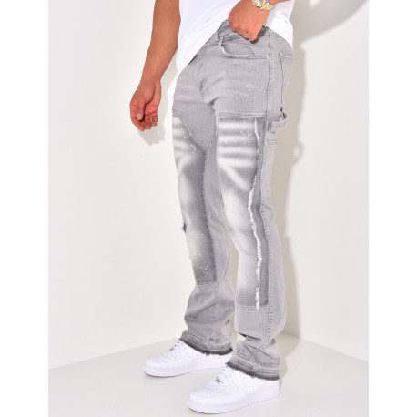 Jeans à tâches de peinture